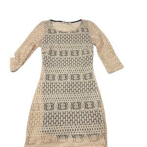 Mystic Floral Lace Cut-Out Back Vintage Cream Women's Dress Size Medium